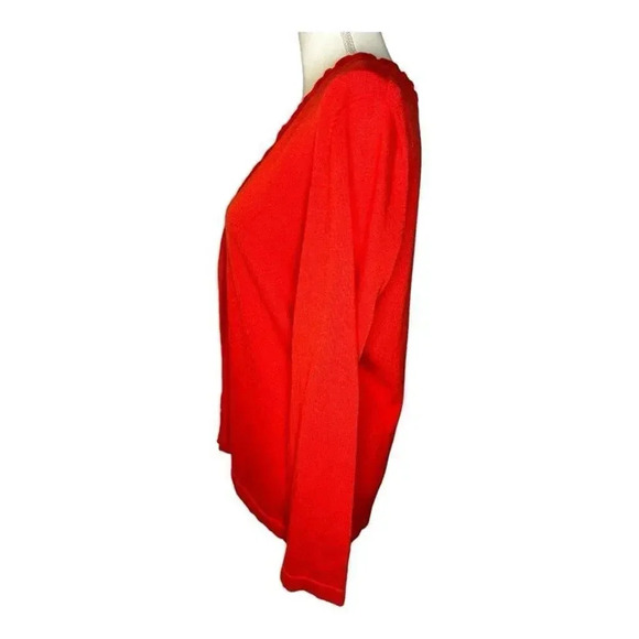 Jones Wear Women’s Medium Red Ruffled Button Front Cardigan - Picture 2 of 7